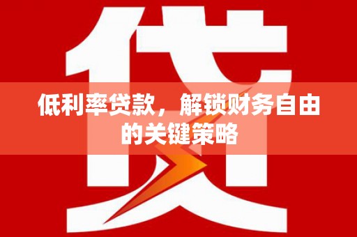 龙陵低利率贷款，解锁财务自由的关键策略