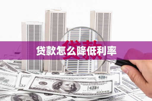 龙陵贷款怎么降低利率