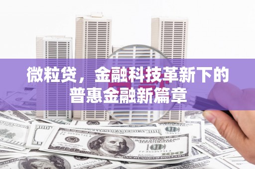 龙陵微粒贷，金融科技革新下的普惠金融新篇章